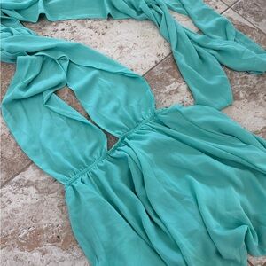 Elegant Turquoise Halter Romper